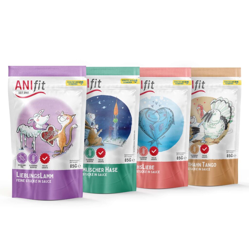 ANIfit Mix-Paket – 4 Sorten Katzenfutter im 12er-Pouch-Karton